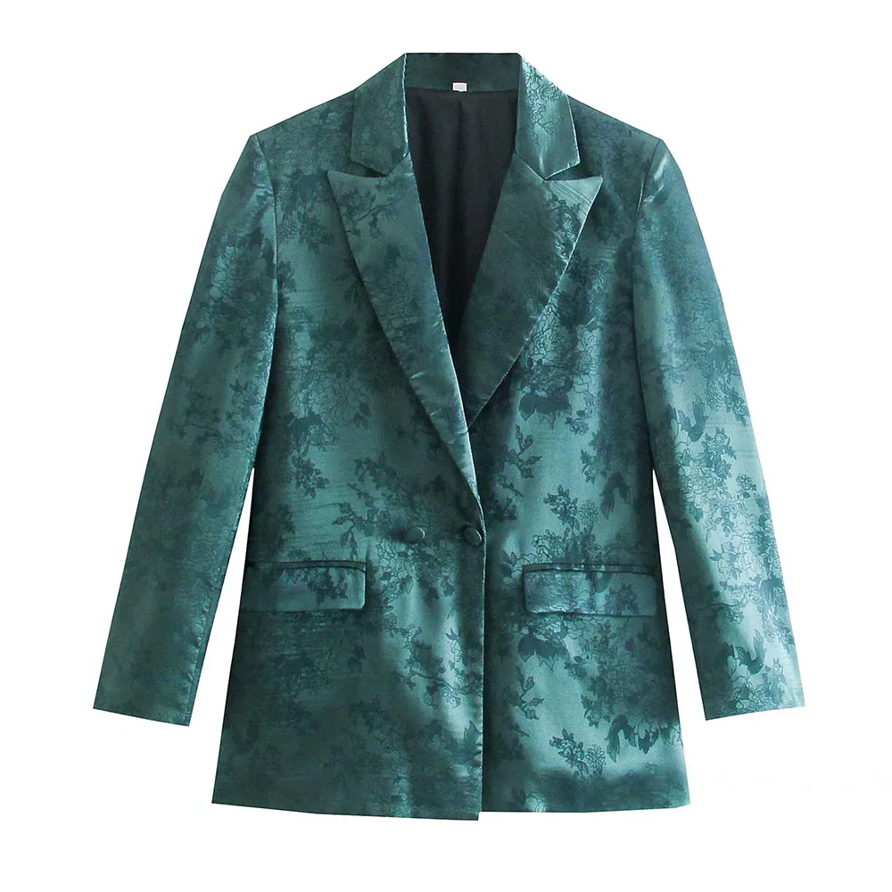 

Женский блейзер с отложным воротником ZA, Свободный Тонкий Повседневный костюм с длинными рукавами и принтом в Корейском стиле, весна-осень