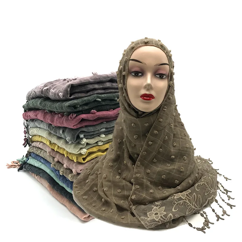 

Высокого качества полые пузырь хлопок хиджаб шарф для женщин длинный шаль мусульманский головной убор из дышащего материала исламский гол...