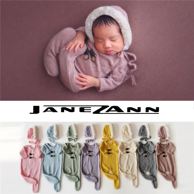 

Jane Z Ann baby winter picture shooting outfits hat+romper multi-colors twins studio clothing newborn photography props