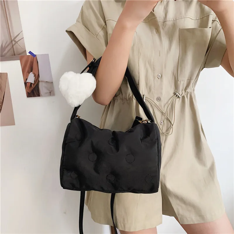 

Модная хлопковая женская сумка на плечо Space Pad, Мягкая Повседневная белая женская сумка-шоппер, женские нейлоновые сумки с подкладкой, зимня...