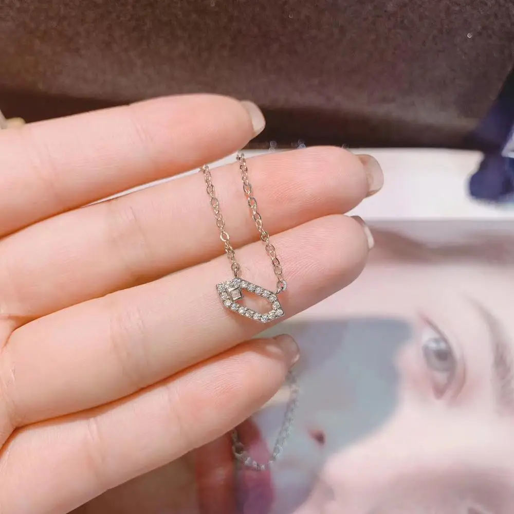 Delicate Lips Geometry Choker Cubic Zircon Engagement Dubai Naija Bridal Necklace For Girl Gift D1479 | Украшения и аксессуары