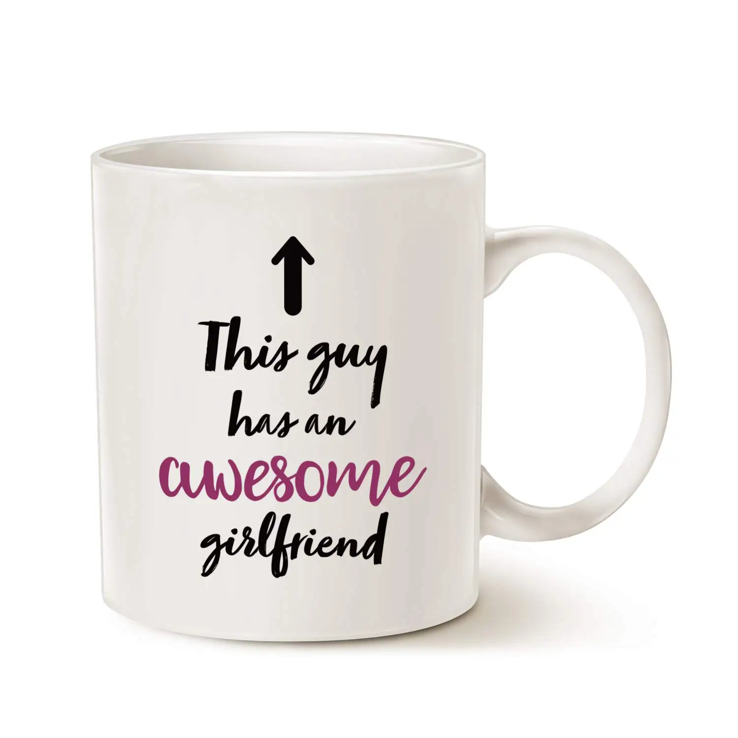 Christmas Gifts Funny Boyfriend Coffee Mug - This guy has an awesome girlfriend Best Valentines Day Cup White 11 Oz | Дом и сад