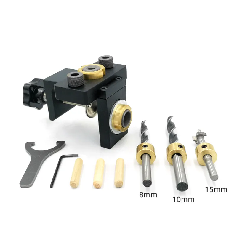 

3 in 1 Adjustable Doweling Jig Woodworking Pocket Hole Jig With 8/15mm Drill Bit For Drilling Guide Locator Puncher Tools