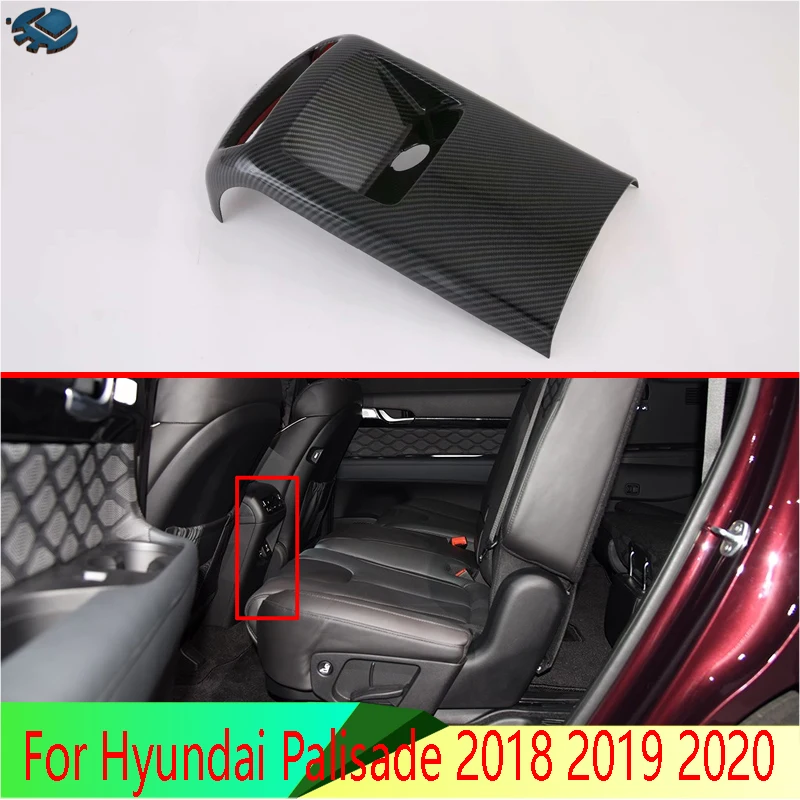 

For Hyundai Palisade 2018 2019 2020 Car Accessories Carbon Fiber Style Plated Armrest Box Rear Air Vent Frame Trim Cover