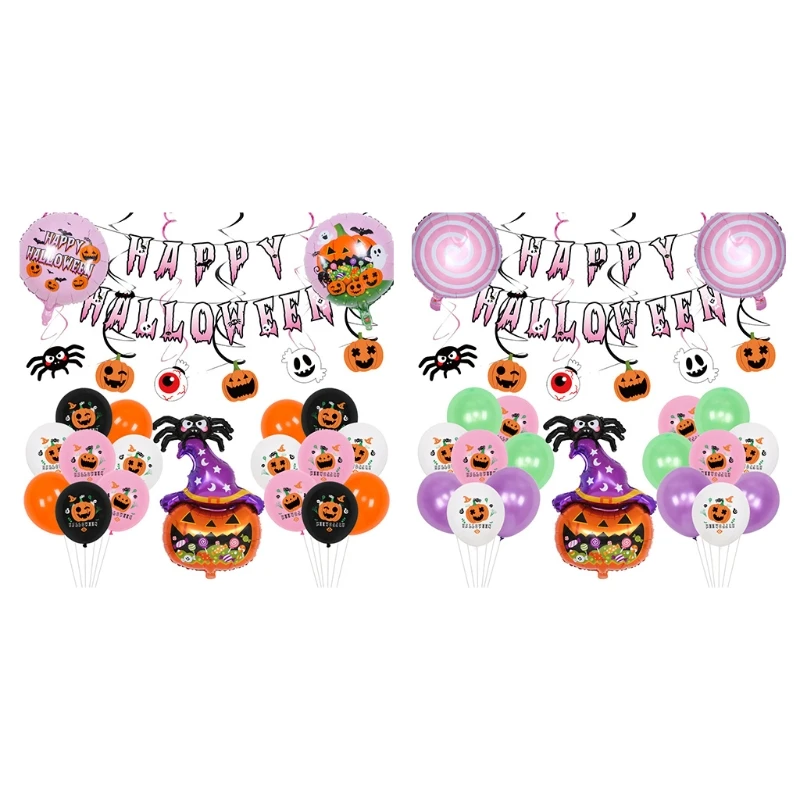 

Pull Flag Black Pink White Orange Balloon Set Halloween Balloon Set Halloween
