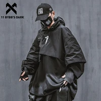 11 bybbs dark techwear harajuku hoodie mens patchwork embroidery fleece cotton pullover hip hop streetwear hoodies sweatshirts