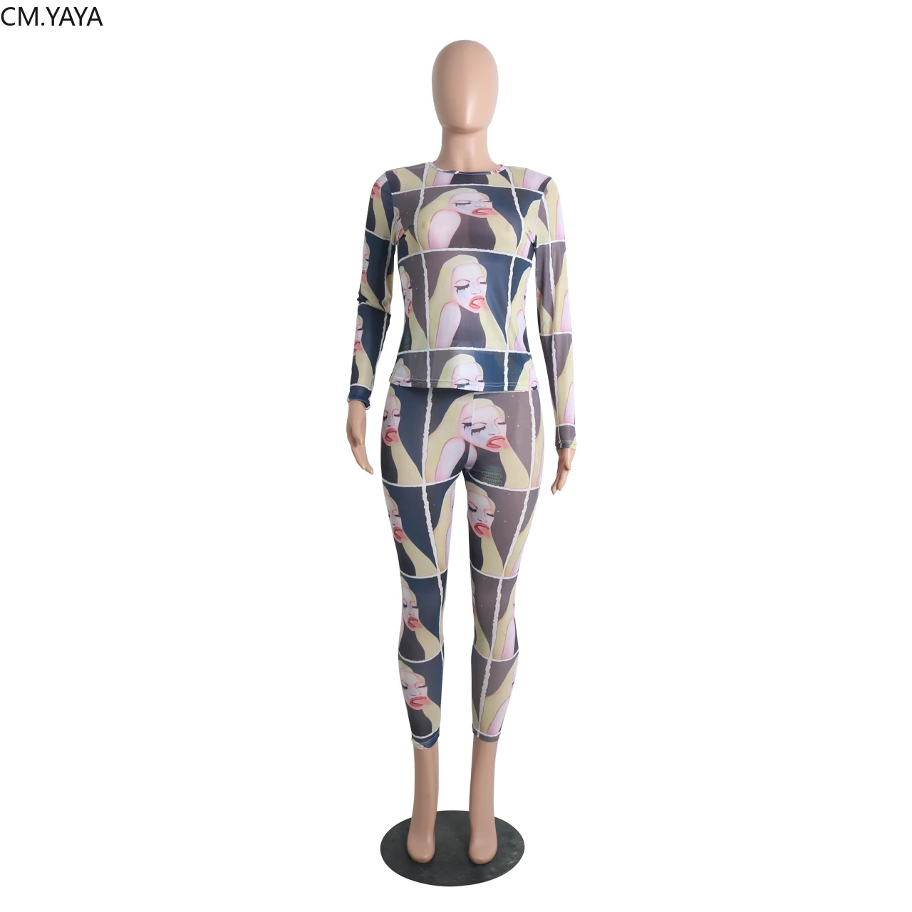 Новинка 2019 года женская одежда с круглым вырезом и длинными рукавами сетчатый