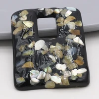 natural shell seashells gravel pendant rectangle resin 50x70mm for diy jewelry making necklace accessories high quality gift