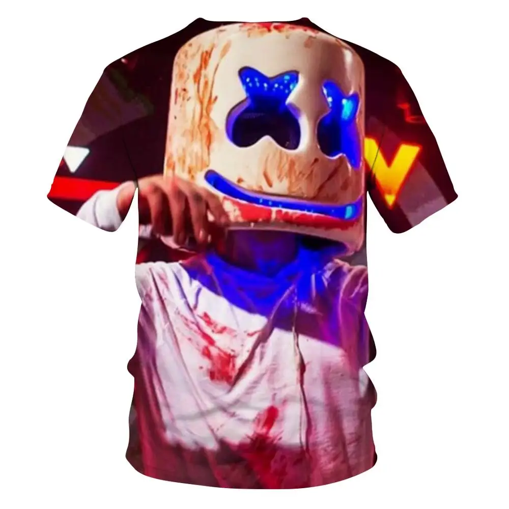 

2020 men's trend funny new 3D T-shirt cartoon marshmallow funny twinkling angel and devil couple t-shirt men's and women's cart