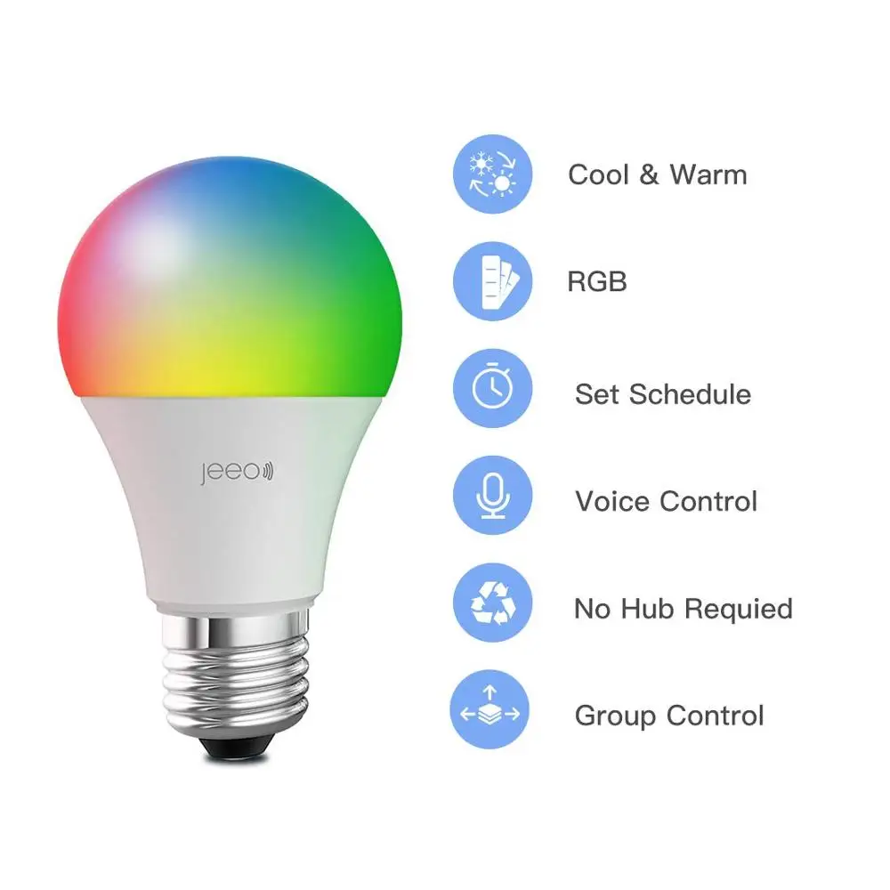 Amazon Alexa Google Home Голосовое управление умный WiFi E27 7,5 Вт RGBCW светодиодные лампы управление смартфоном светодиодный Светодиодный светильник ночник