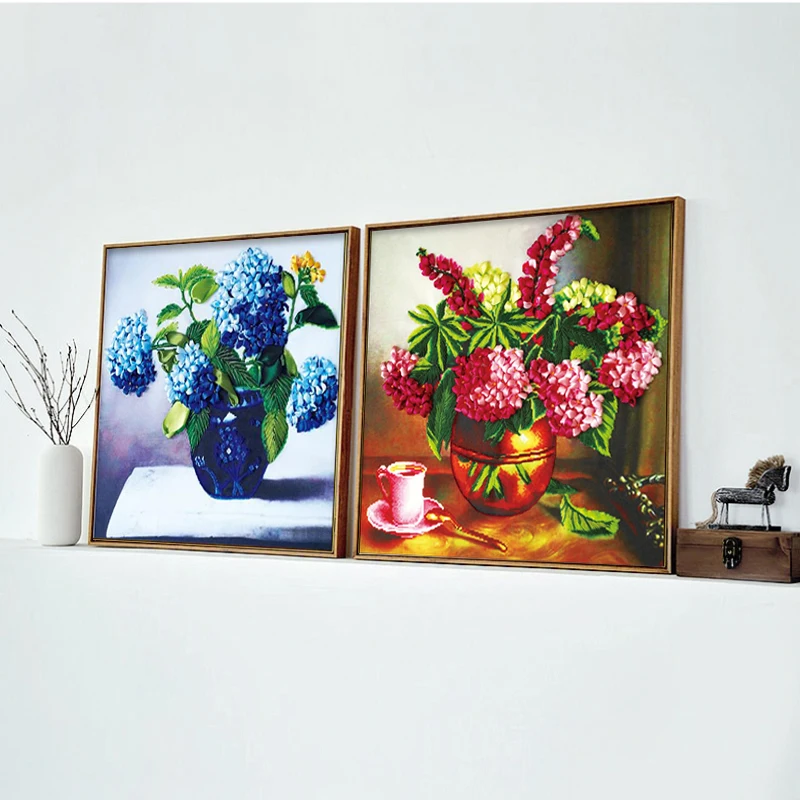 Ленты для рукоделия вышивка 3d цветок гортензии Набор вышивки крестиком шитье