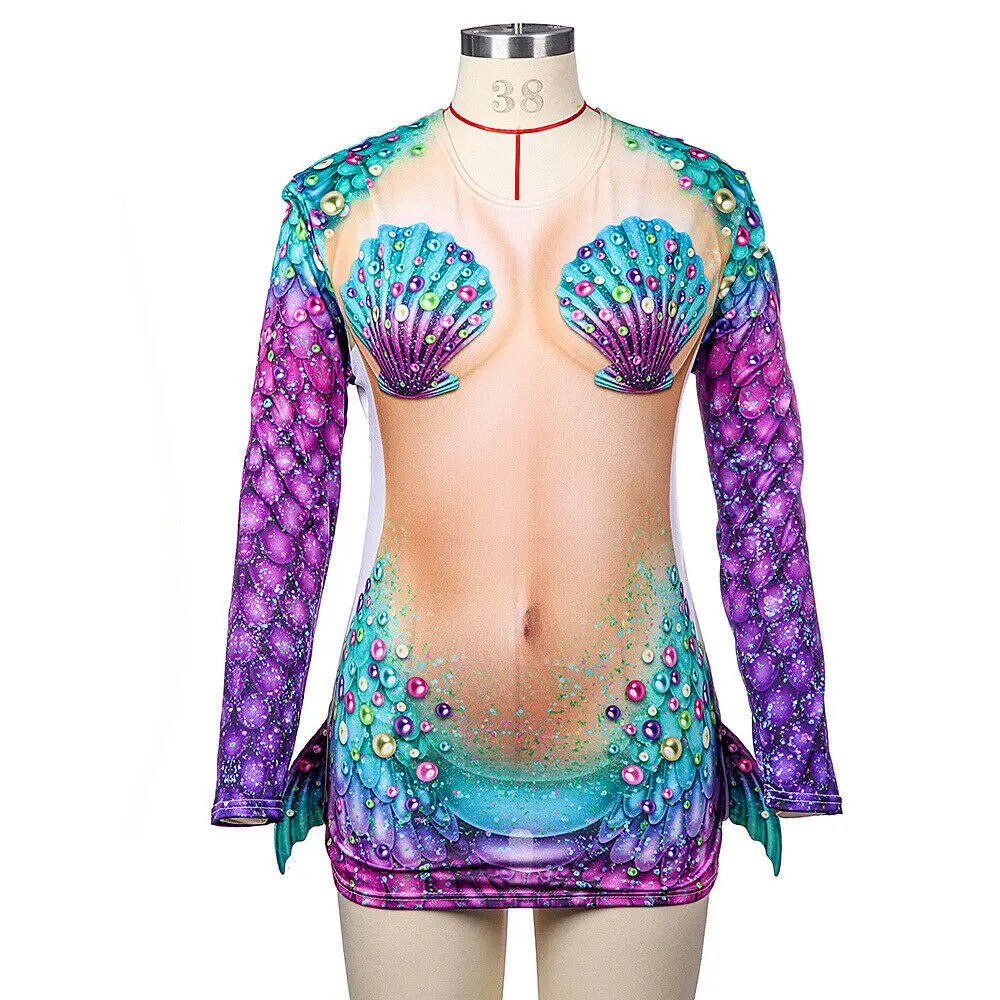 Лучшие костюмы Русалочки новинка женские косплей модные синие фиолетовые с