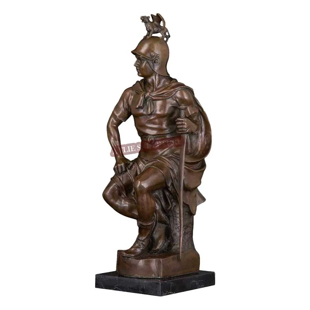 Бронзовая статуя Императорского воина в средневековом стиле искусство офисное