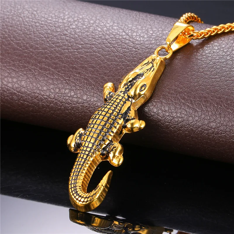 Подвеска Collare &quotкрокодил&quot рок для мужчин из нержавеющей стали 316L золотого