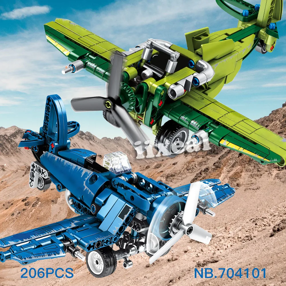 SEMBO BLOCK Military Building Block WW2 Fighter Pilot Figures Bricks Aircraft F4-U Toys Helicopter Airplane Model 203pcs | Игрушки и