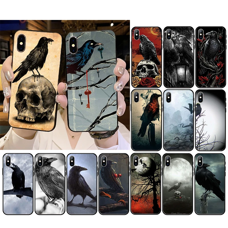 

Animal Bird The Black Crow Art Pattern Phone Case For iPhone 12mini 12 11 ProMax XS MAX XR SE2 8 7 6 6S Plus X 5 5S SE