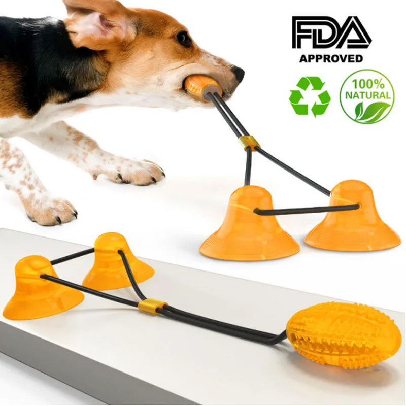 

2020 Веревка на присоске с двойной присоской, игрушка для большой собаки, мяч устойчивый к укусам молара, интерактивные тренировочные игрушки...