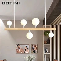 botimi cord pendant lights with glass ball for dining room long wooden bar pendant lamp modern suspension kitchen lighting