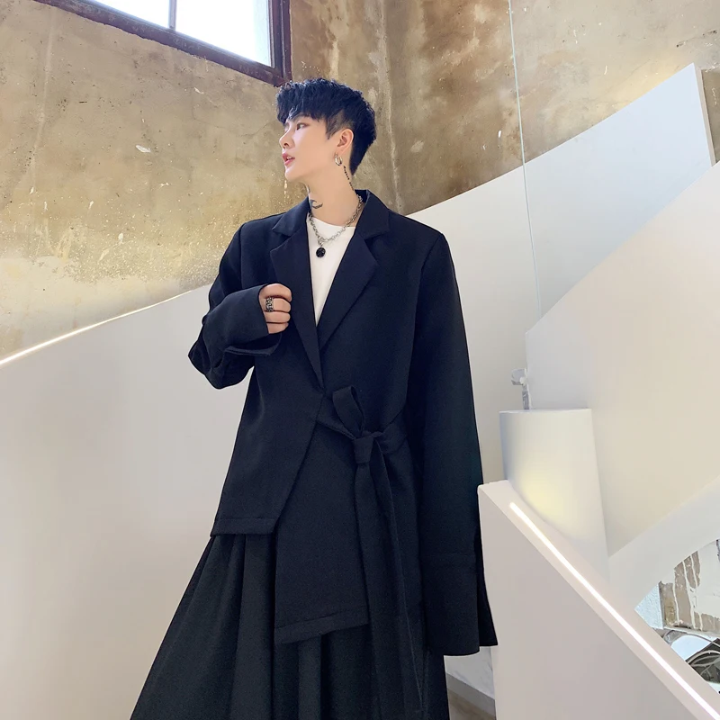 

Men Blazers New Style Irregular Blazer Masculino Wedding Business Casual Suit Jacket Streetwear Social Coat Ropa Hombre Sashes