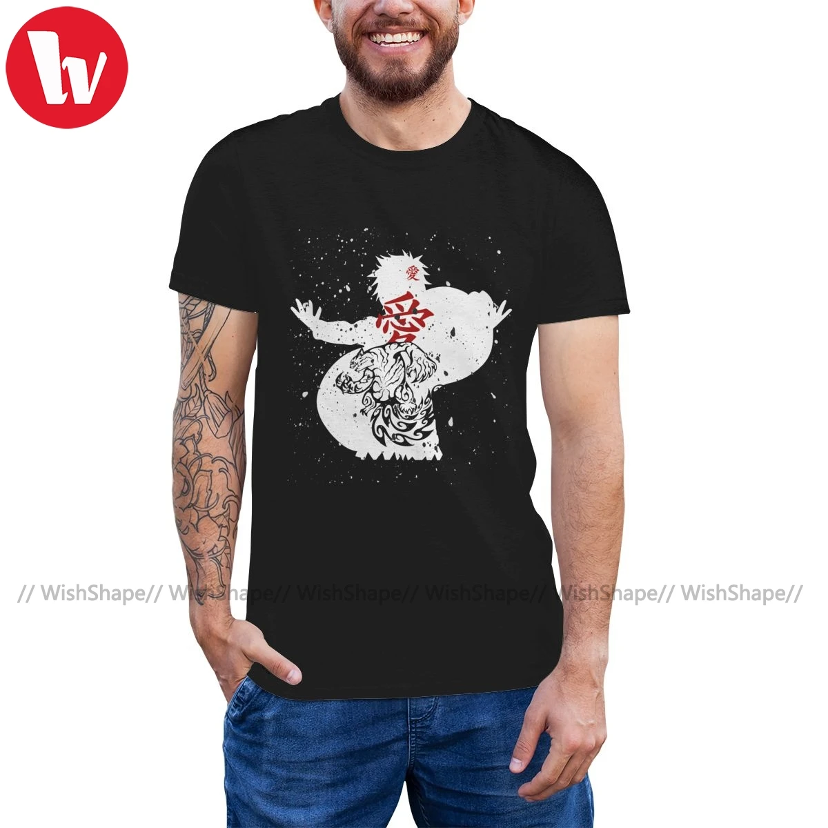 Gaara футболка W Мужская с графическим рисунком забавная короткими рукавами 4xl 100