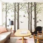 Наклейки на стену большого размера с изображением лесного дерева, шесть пламеней, домашний декор, Переводные картинки с птицами и листьями для домашнего творчества, Съемные Фрески YT5665
