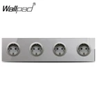 Wallpad L6 серая четырехъярусная немецкая штепсельная вилка европейского стандарта Schuko, настенная розетка с панелью из закаленного стекла 344*86 мм, 4 порта, 4 отделения