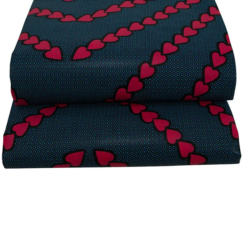 Ткань с Африканским рисунком красного сердца 6 ярдов 2019 | Аксессуары для одежды