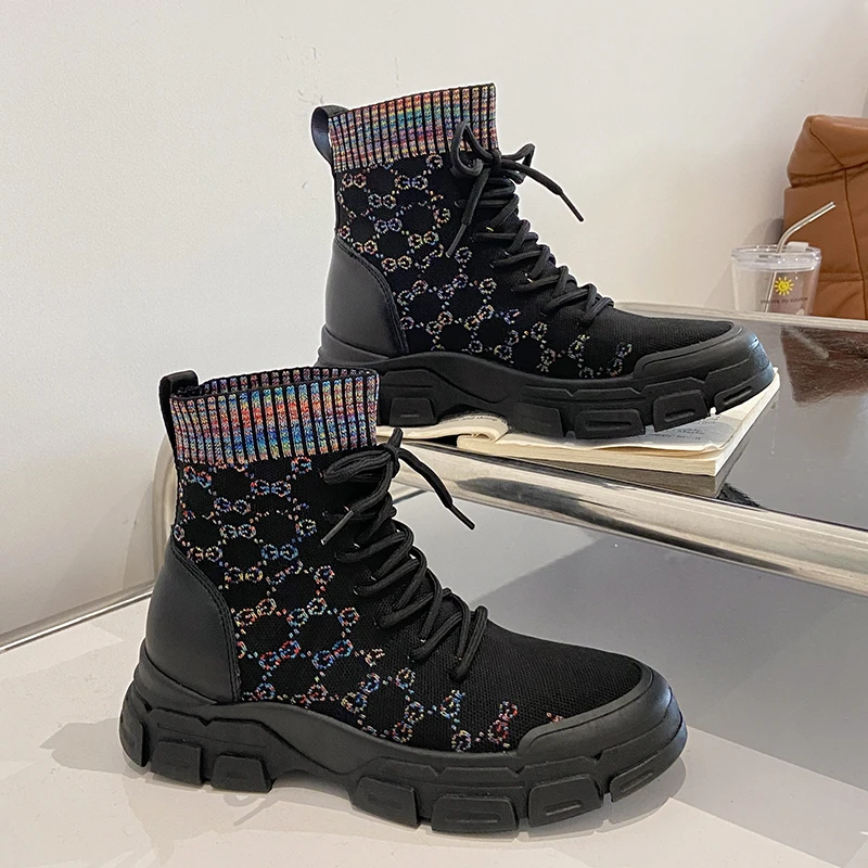 

Женские ботинки еиииииппппоаи на плоской подошве, в готическом стиле, 2021, дышащие, женские ботинки, модная Осенняя обувь на платформе, на шну...