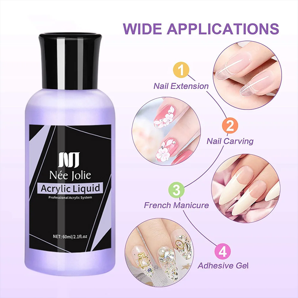 

60ml Acrylic Liquid Nail Polish Crystal Acrylic Nail Powder Solution for Manicuring Carving Nail Art Extension Tool