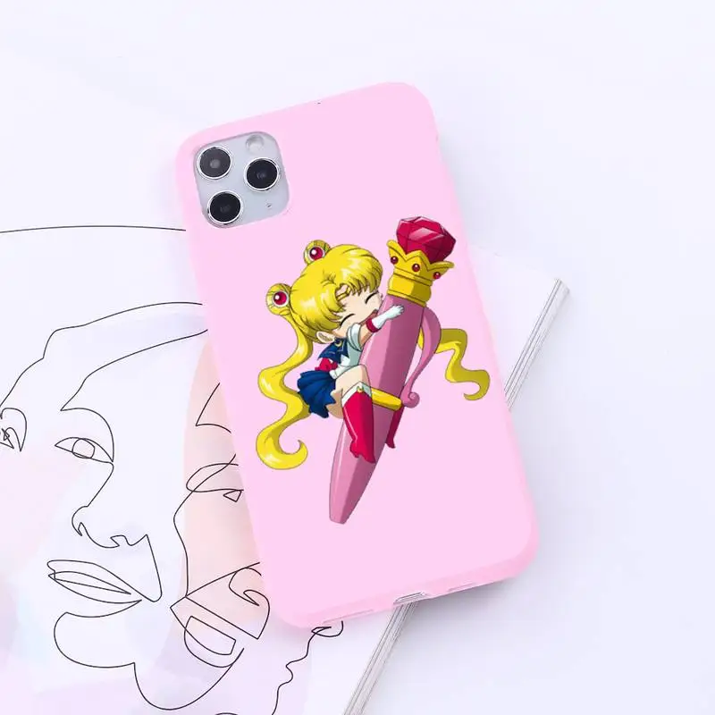 

Sailor Moon Cartoon girl Phone Case Candy Color for iPhone 6 7 8 11 12 s mini pro X XS XR MAX Plus