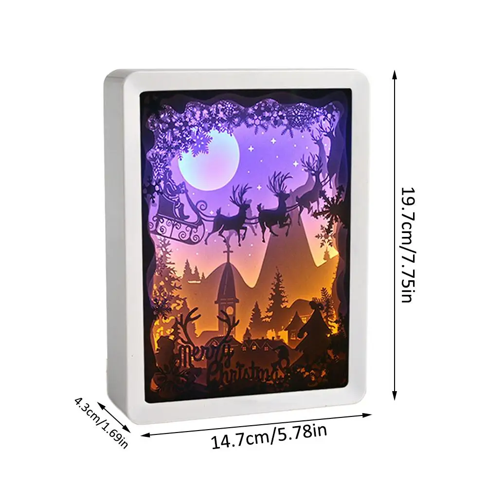 

Christmas Novelty 3D Shadow Paper LED Night Light Carving Lamp Halloween Christmas Party Holiday Gift Decoration
