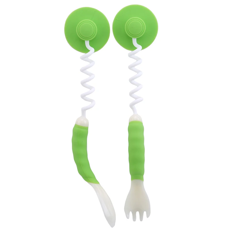 

Baby Safety Temperature Baby Silicone Spoon Sensing Kids Children Flatware Feeding Spoons And Fork With Suction Cup