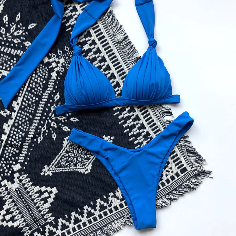 Женский купальный костюм с чашками пуш ап и бюстгальтером халтер|Купальники| |