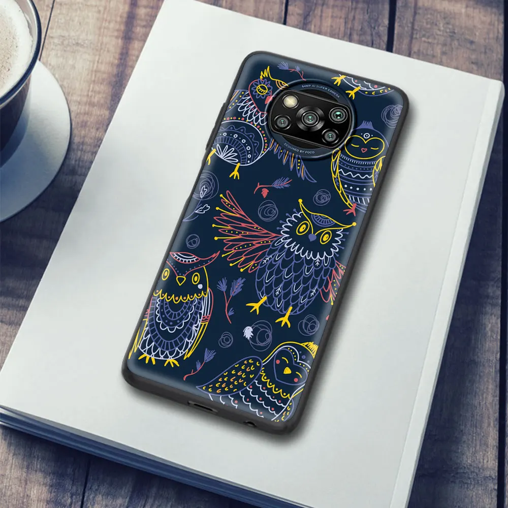 

Luxury Silicone Case Coque For Xiaomi Mi Poco X3 NFC M3 11 9T 10T Pro Note 10 Lite CC9 9 Lovely Animal Owl Back Cover Funda Capa