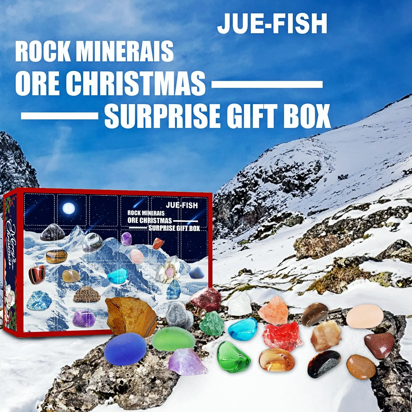 

Christmas Decoration, 24 Colorful Crystal Ore Blind Boxes, Christmas Day, Countdown Children's Toys,DIY Creative Blind Box Gifts