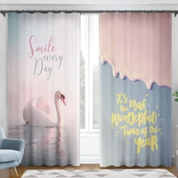 cartoon swan design curtains for childrens bedroom ins cute curtains for living room bay window kitchen curtains home decor