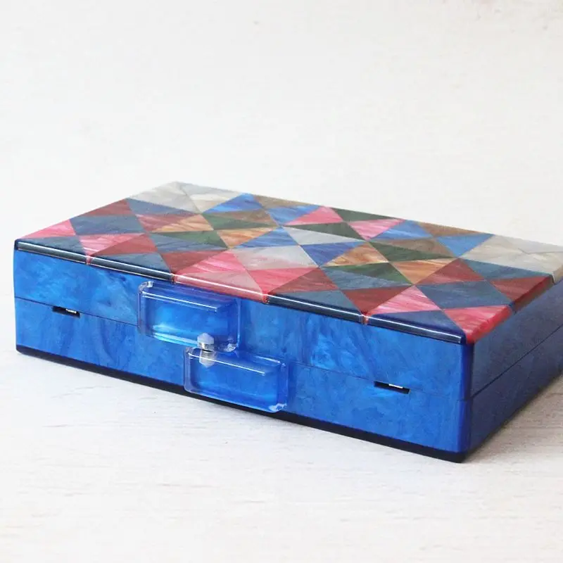 

Women Acrylic Clutch Geometric Patchwork Evening Bag Party Handbag Bridal Purse