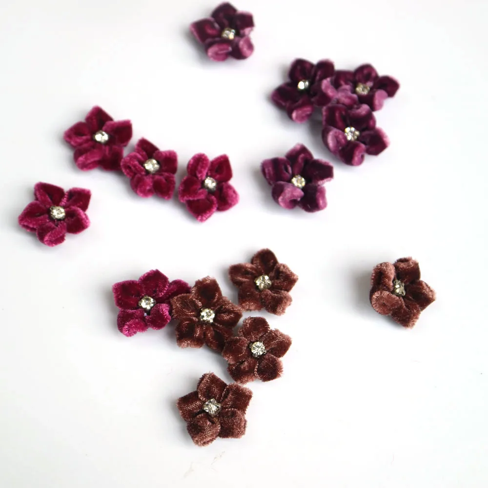 15 шт./лот маленькие бархатные цветы нашивки для одежды сделай сам Пришивные