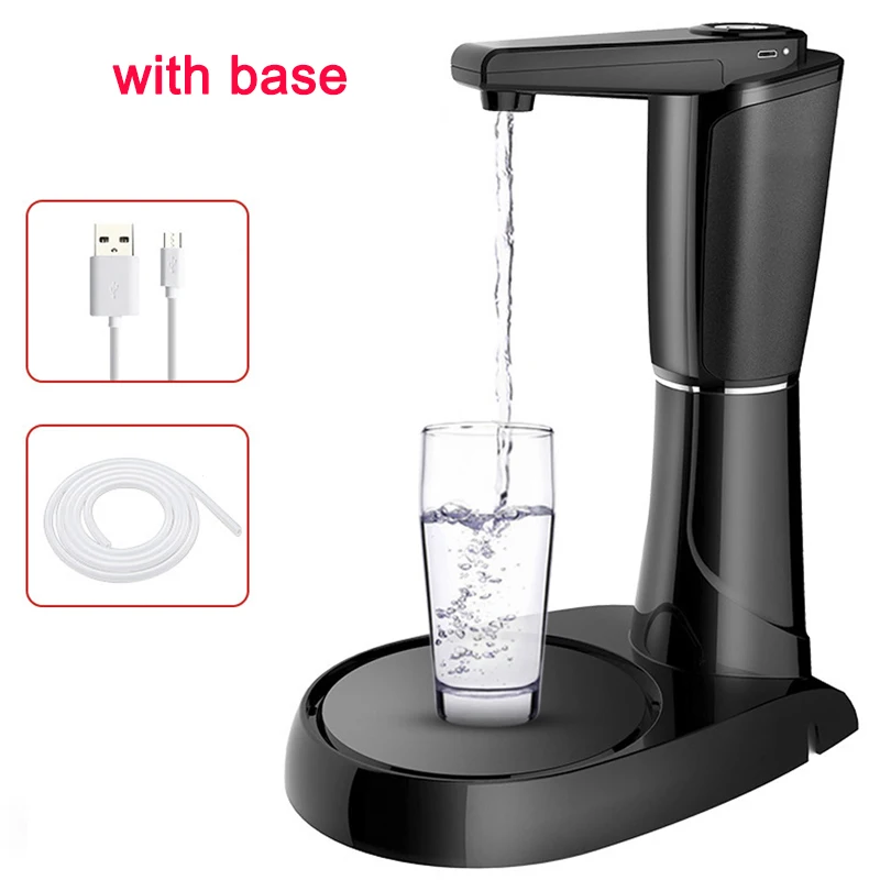 with base Usb зарядка Электрический Автоматический водяной насос диспенсер бутылка беспроводной портативный мини-дозатор питьевой воды насос - Color: with base