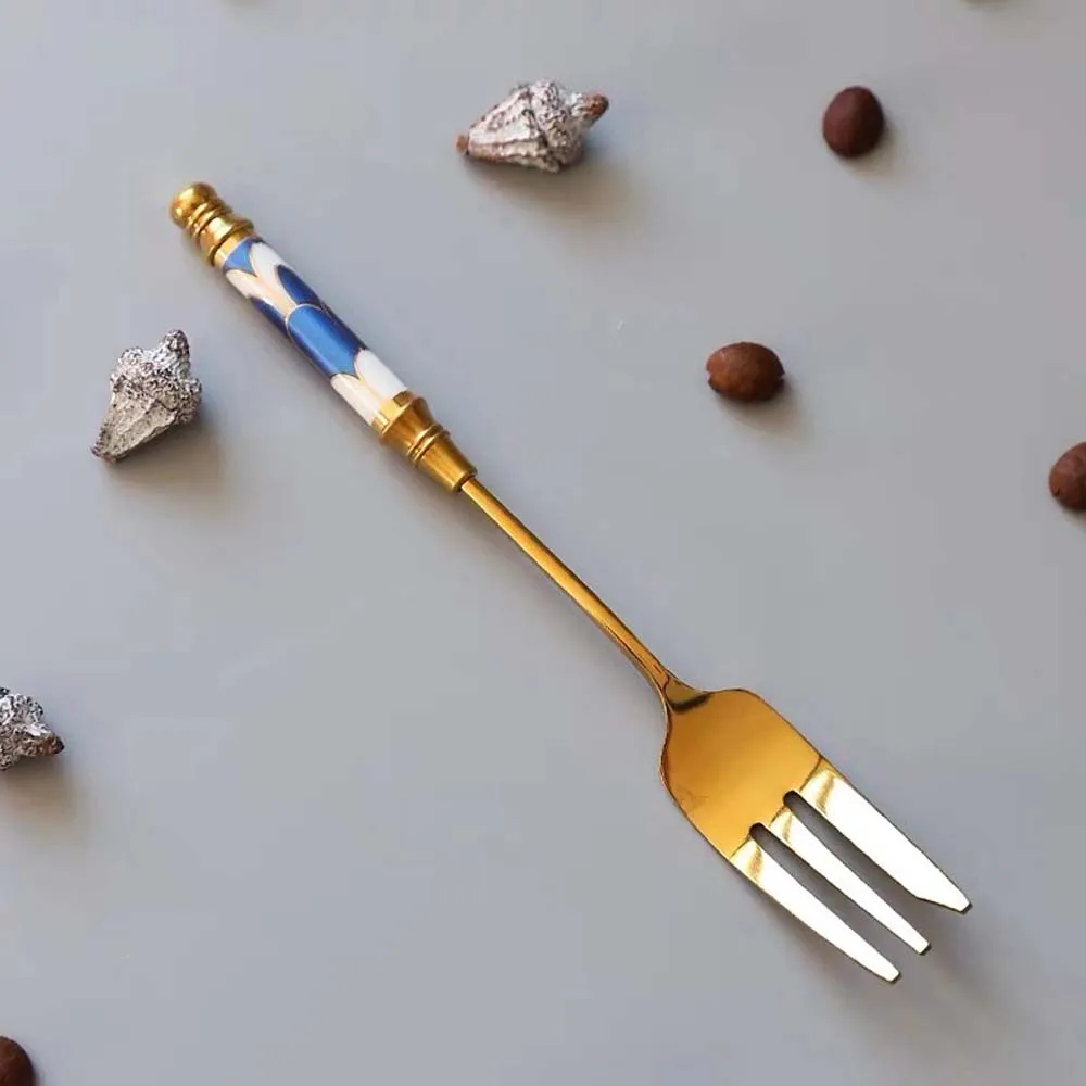 

1Pc Exquisite Stainless Steel Tableware Ice Cream European Dinnerware Teaspoon Dessert Spoon Fruit Fork Stirring Spoon