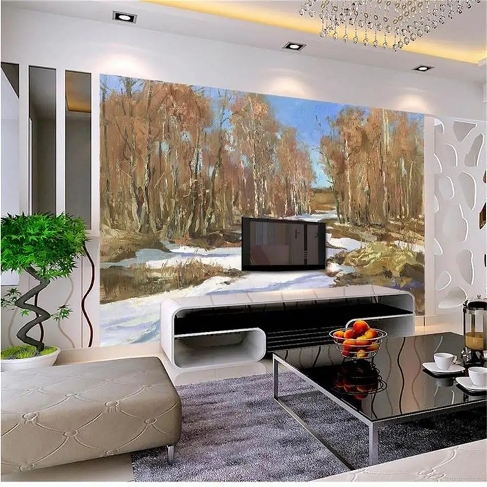 

custom 3d photo wallpaper living room bed room mural The last snow oil painting 3d picture sofa backdrop wallpaper for wall 3d