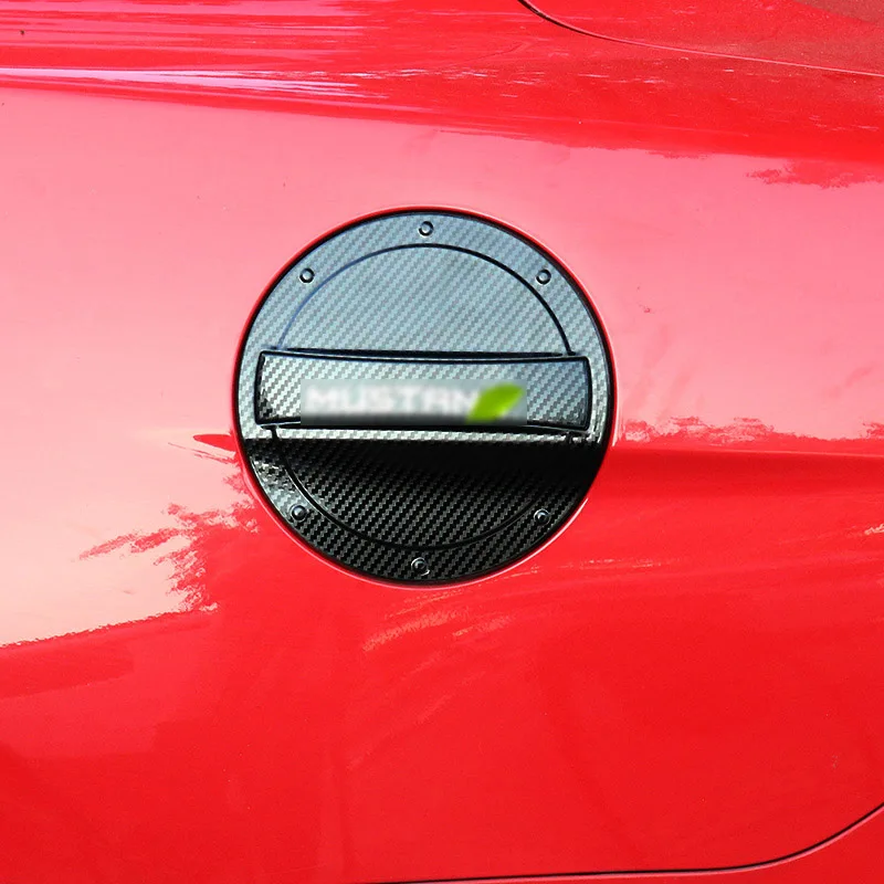 Carbon Fiber Black QHCP Fuel Tank Covers Gas Lid Filler Cap Exterior Parts Tank Cap Cover Stainless Steel For Ford Mustang - Цвет: Carbon Fiber Black
