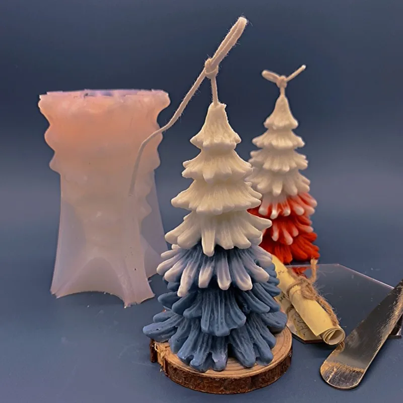 

DIY Christmas Pine Tree Candle Silicone Mold Aromatherapy Ornaments 3D Handmade Cedar Soap Mould Cake Chocolate Baking Mold Tool