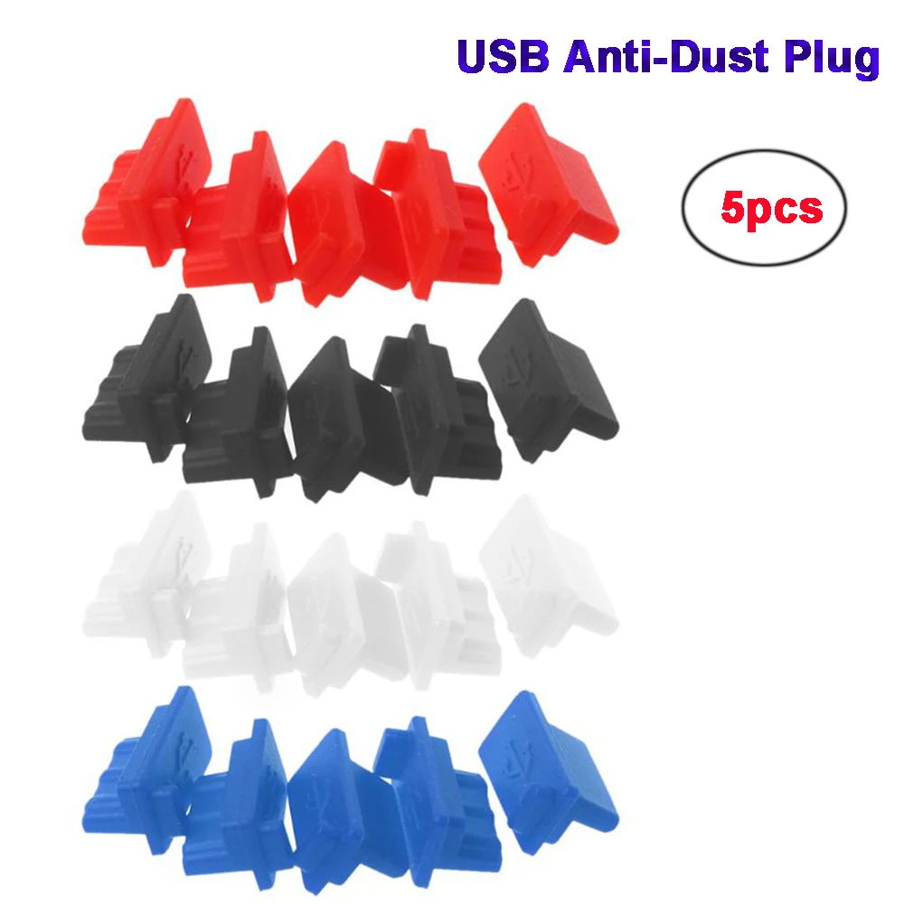 

5pcs/set USB Port Computer Accessories Silicone Charging Interface Anti-Dust Plug Dustproof Cap Interface Cover Dust Stopper