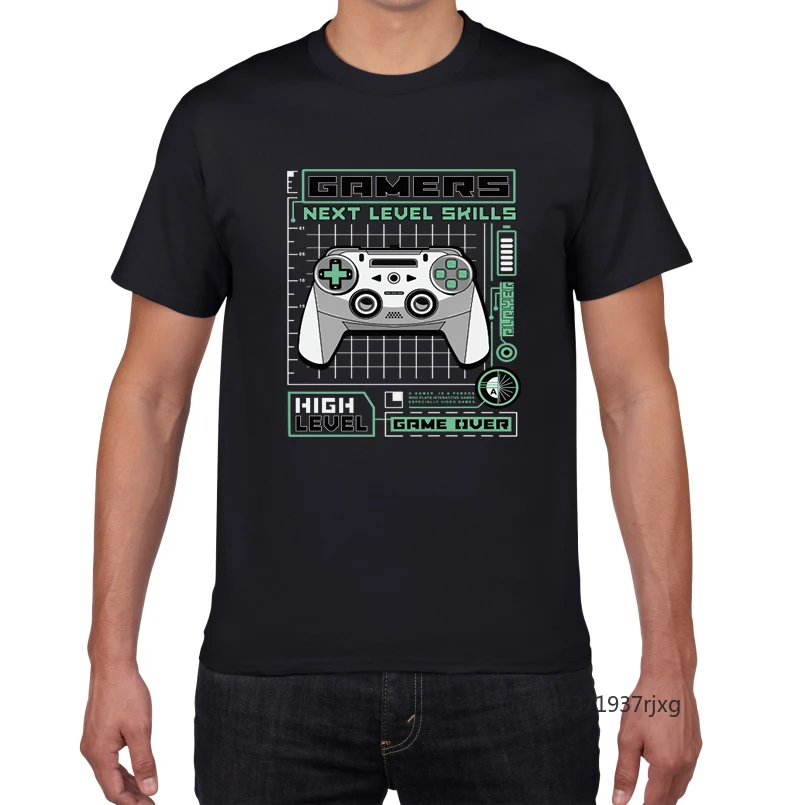 

Gamers Next Level Skills Funny T-Shirts Men's Oversized Tops Streetwear Tee Shirts Boy's Casual Short Sleeve Tees