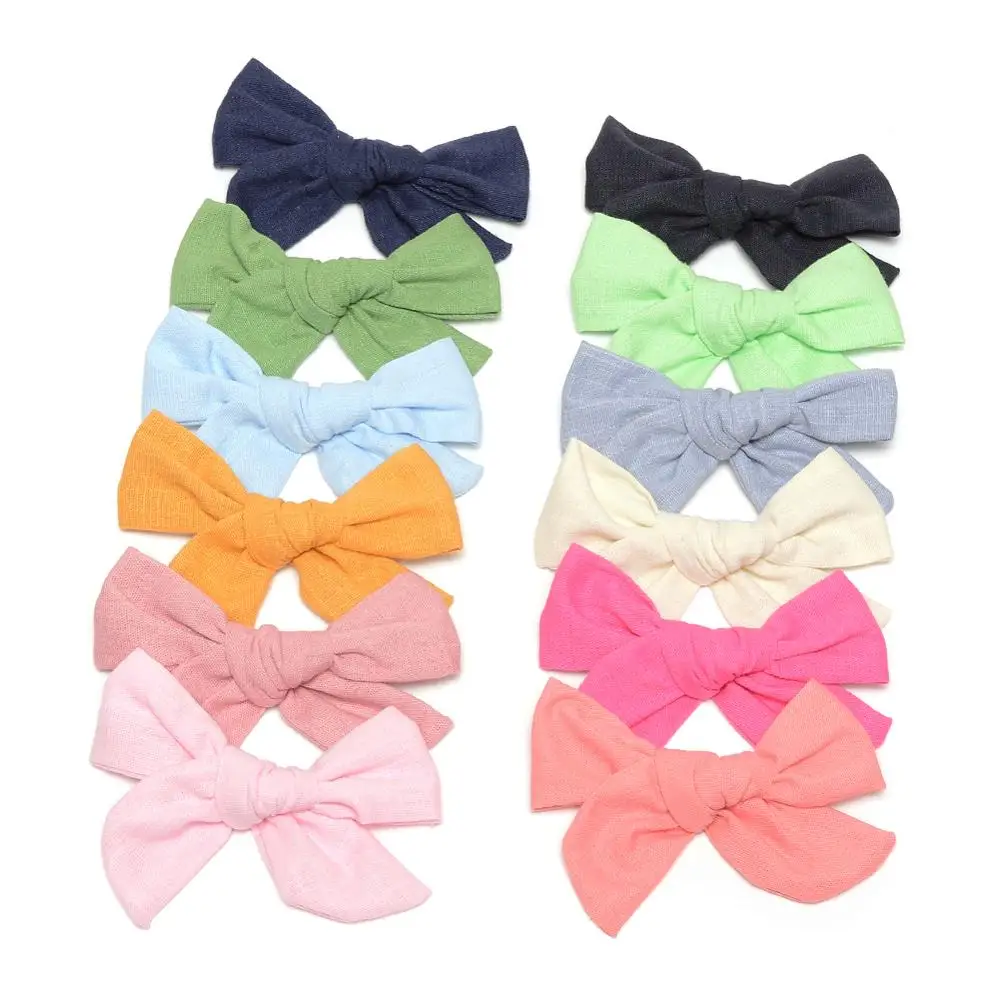 24 шт./партия Детские хлопковые банты заколки для волос с бантом аксессуары