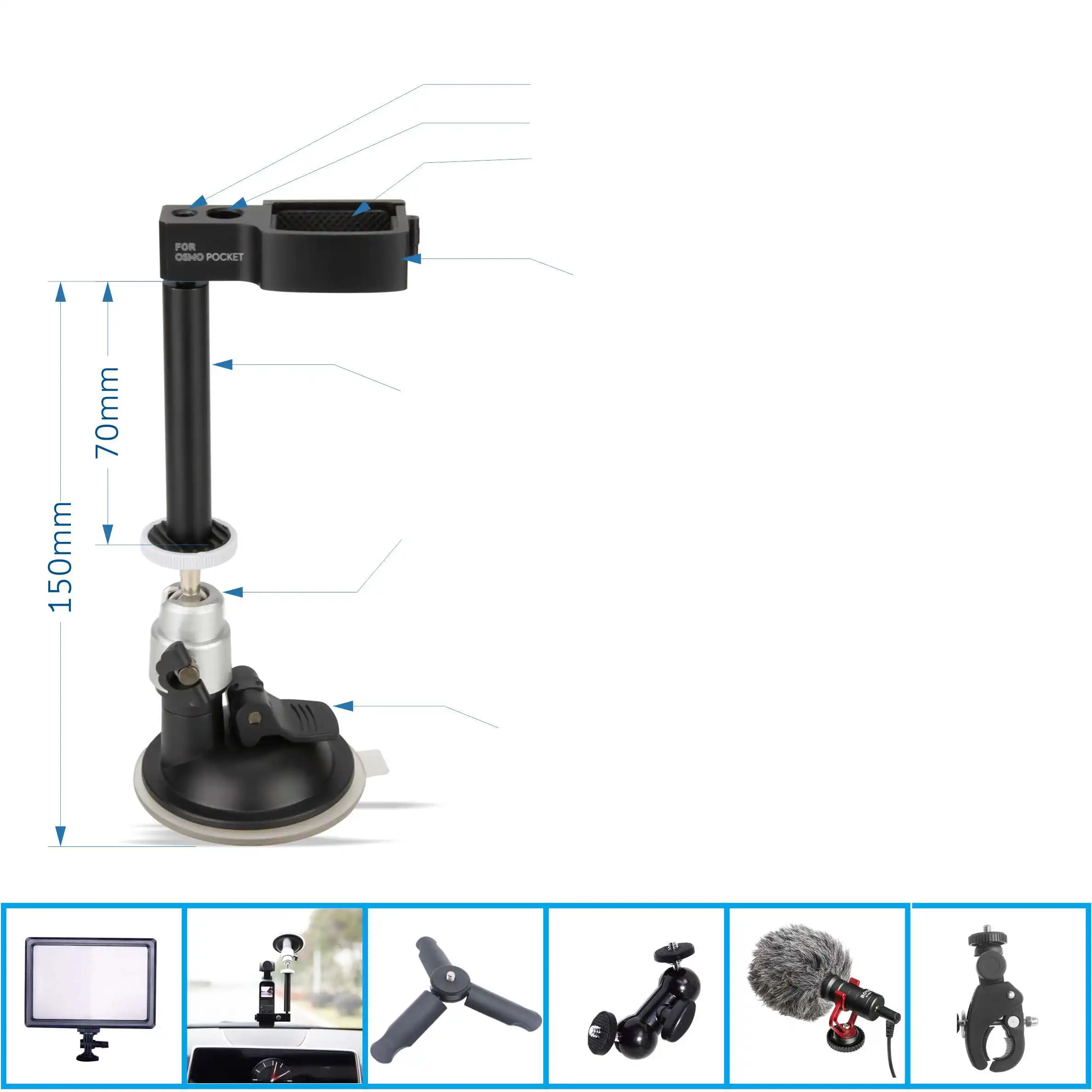 Ручной кронштейн для камеры DJI Osmo Pocket/Pocket 2 автомобильный стабилизатор расширения
