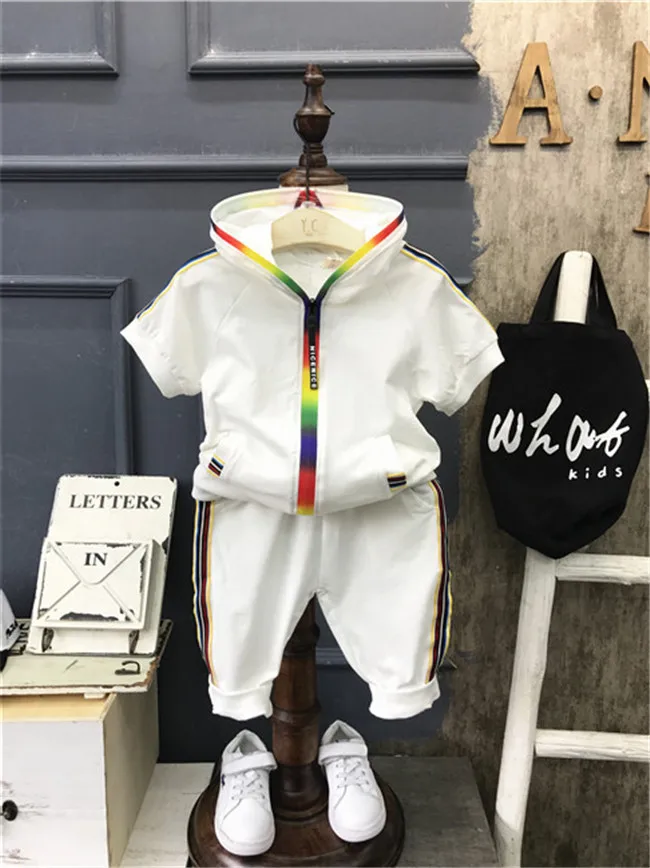 Fashion Sport baby boy clothes set 2PCS Top Clothes+Long Pants for toddler boys Hooded clothing |
