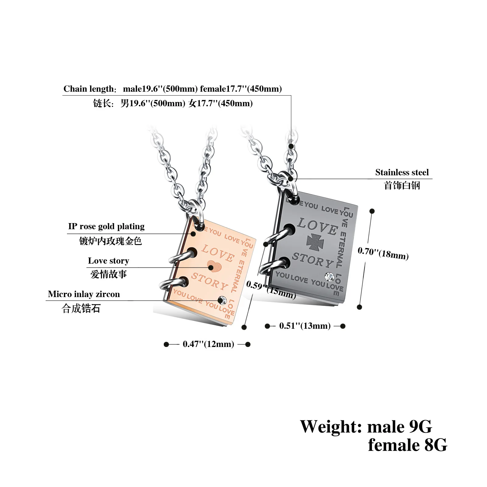 Романтическое ожерелье BUDROVKY для пар с подвеской в виде книги История любви из