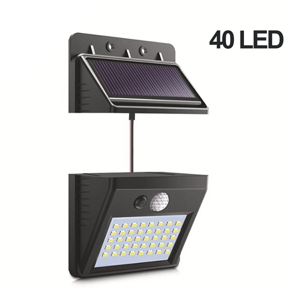 40 LED Junejour светодиодный настенный светильник, Ночной светильник, Отделяемый солнечной панелью, наружный датчик движения/Ночной Датчик, солнечный светильник для сада#1108 - Испускаемый цвет: 40 LED